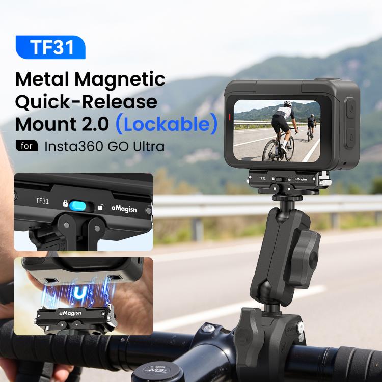 aMagisn Metal Magnetic Quick Release Mount 2.0 for Insta360 GO Ultra – Lockable, Anti-Vibration, 25g product image