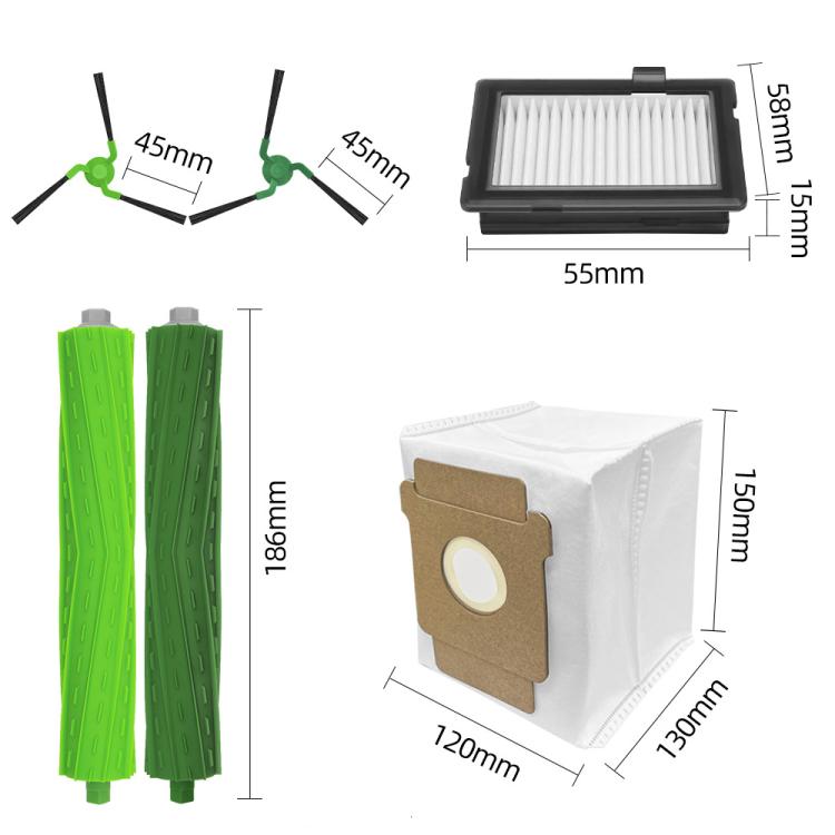 Replacement Parts Compatible with iRobot Roomba Max 705 Combo — Main Brush, Side Brush, Filter & Dust Bag