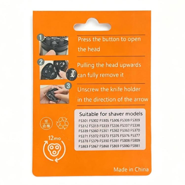 Replacement Shaver Heads for Flyco FS301 FS302 FS339 FS373 FS880 FS881 – 3pcs + Cleaning Brush