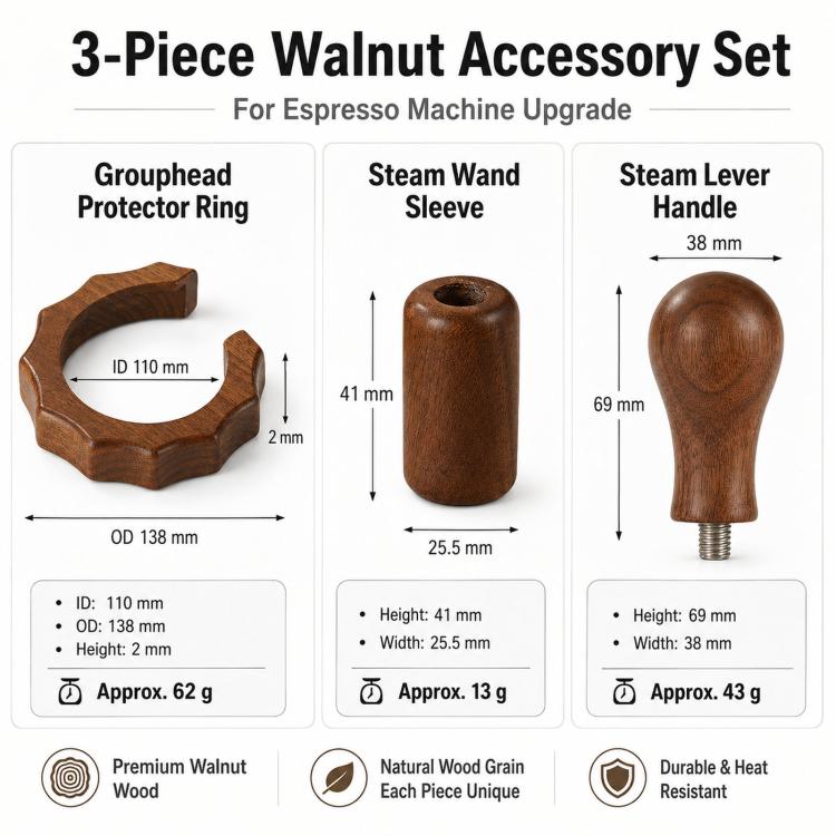 Compatible Walnut Wood Modification Accessories for Gemilai 3006/3145/3145B Espresso Machine