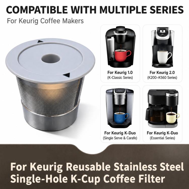Single-Needle K Cups For Keurig 1.0 & 2.0 Stainless Steel Refillable Coffee Filter Pod, 1 Pack, 6 Packs | PartsWorld