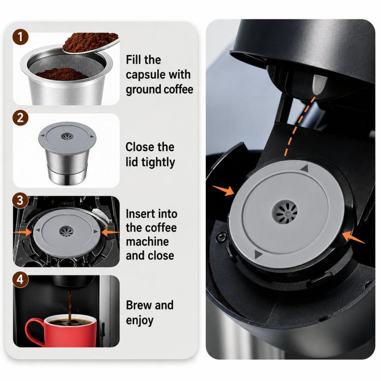 Single-Needle K Cups For Keurig 1.0 & 2.0 Stainless Steel Refillable Coffee Filter Pod, 1 Pack, 6 Packs | PartsWorld