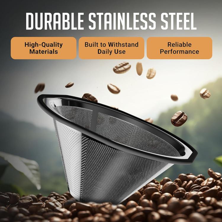 Compatible Reusable Coffee Filter with Kalita Wave 185 Coffee Drippers and OXO Brew 8-Cup Single Serve