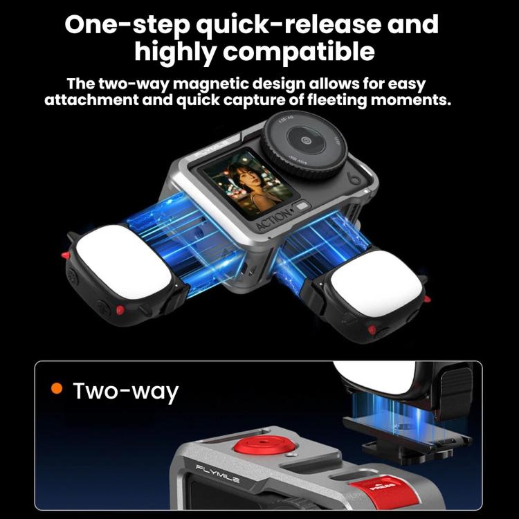 Handheld Selfie Monster Fill Light Accessory, For DJI Osmo Action 3 / 4 / 5 Pro, For DJI Osmo Action 6 / Nano | PartsWorld