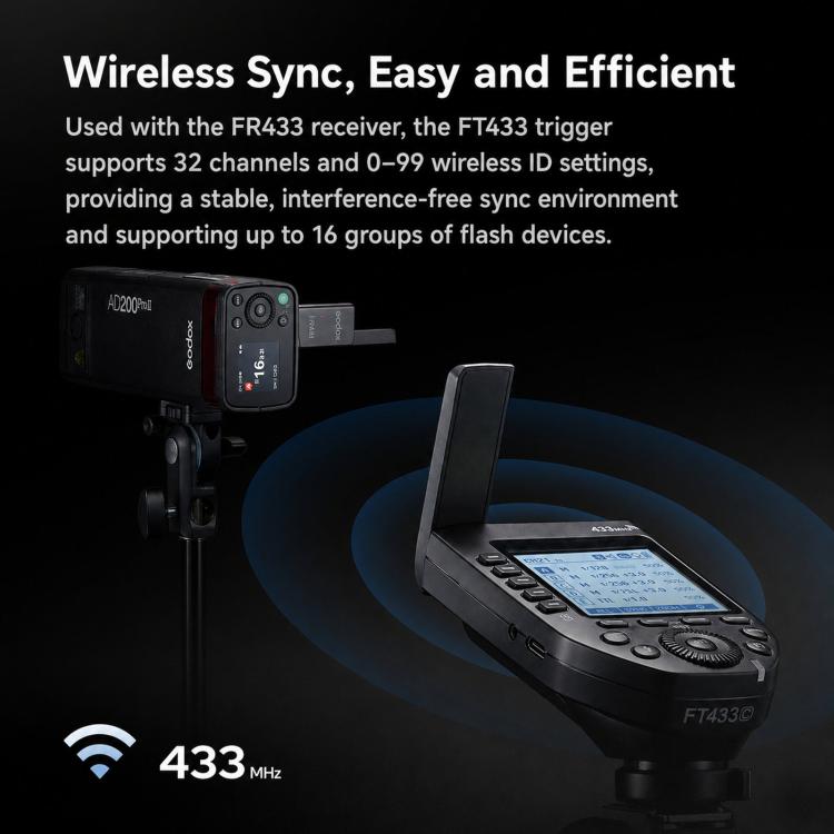 Compatible 2-Piece Set High-Speed Trigger System DSLR Hot Shoe Flash Transmitter+Receiver (Godox FT433)
