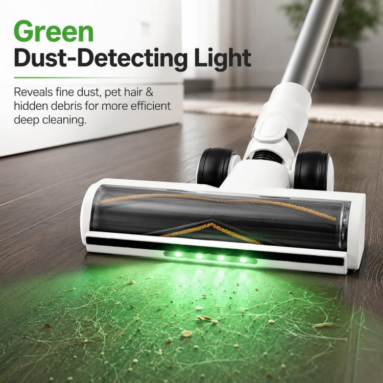 Motorized Floor Brush Head For Dreame R10 / R20 / R30 / T10 / T20 Vacuums With Green Dust-Detecting Light, White | PartsWorld
