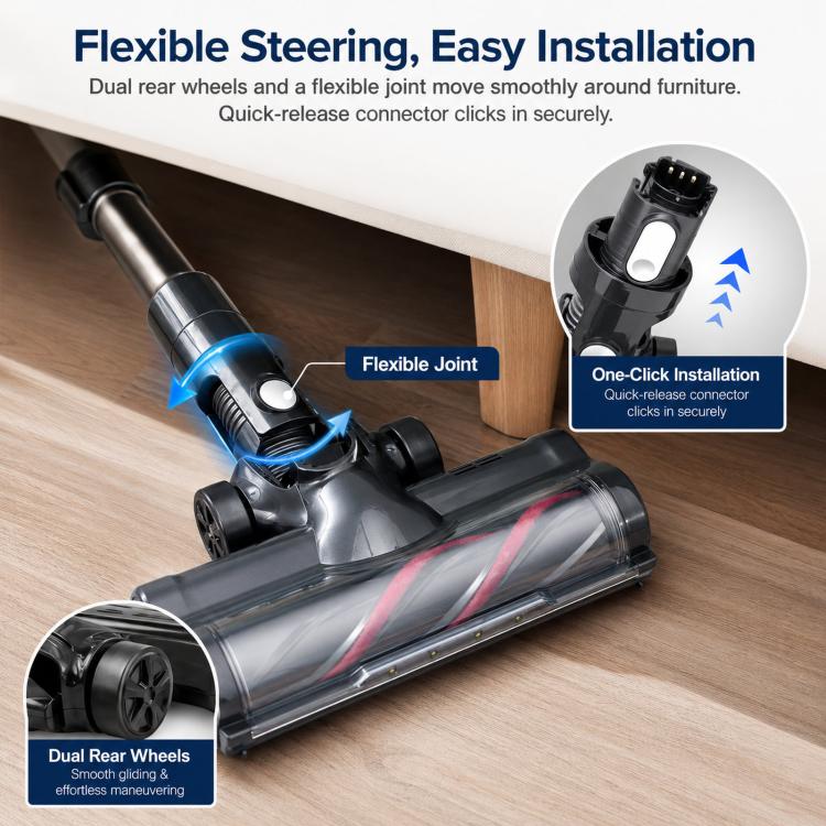 Motorized Floor Brush Head For INSE N5 / N5S / N5T / N3 / S6 and MOOSOO M8 Plus Vacuums, Soft Roller, Bristle Roller | PartsWorld