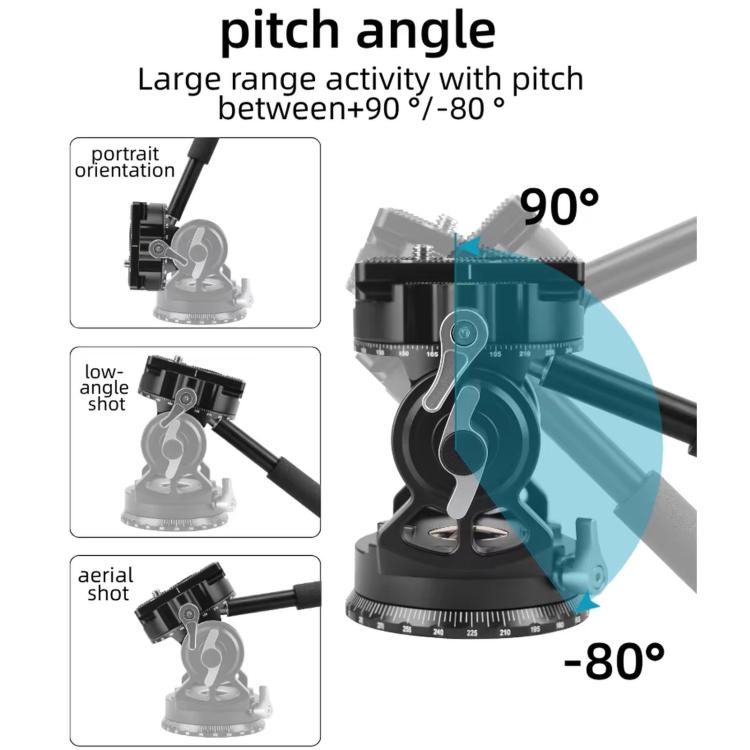 Hydraulic Damping Video Head with Auto-Rebound for Telephoto DSLRs Tripods Live Streaming