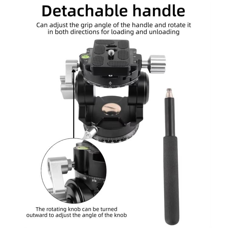 Hydraulic Damping Video Head with Auto-Rebound for Telephoto DSLRs Tripods Live Streaming