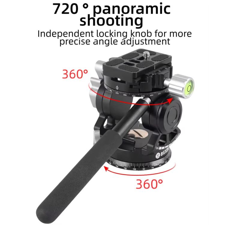 Hydraulic Damping Video Head with Auto-Rebound for Telephoto DSLRs Tripods Live Streaming
