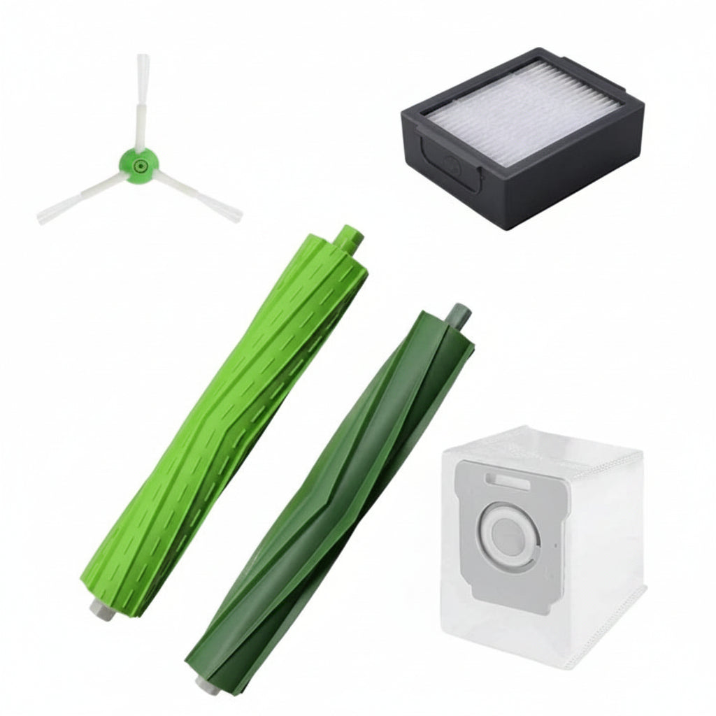 Complete brush and filter kit contents for Roomba i-series and E-series vacuums