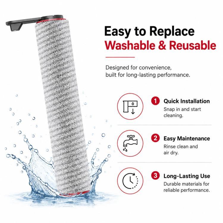 Replacement Parts for Dreame T70 Ultra / T70 Ultra Station Wet Dry Vacuum, Roller Brush With Cap, Roller Brush Without Cap, Filter