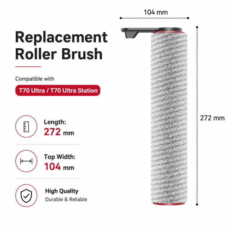 Replacement Parts for Dreame T70 Ultra / T70 Ultra Station Wet Dry Vacuum, Roller Brush With Cap, Roller Brush Without Cap, Filter