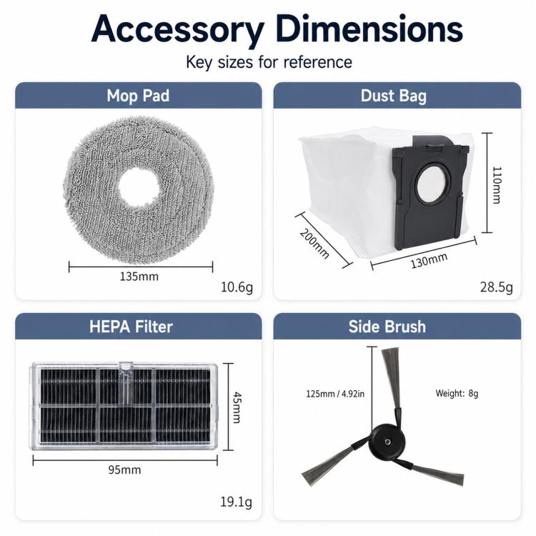 Replacement Accessories Kit for Dreame X40 Pro / X40 Ultra / L40 Ultra / S30 Pro Ultra Robot Vacuum Cleaners