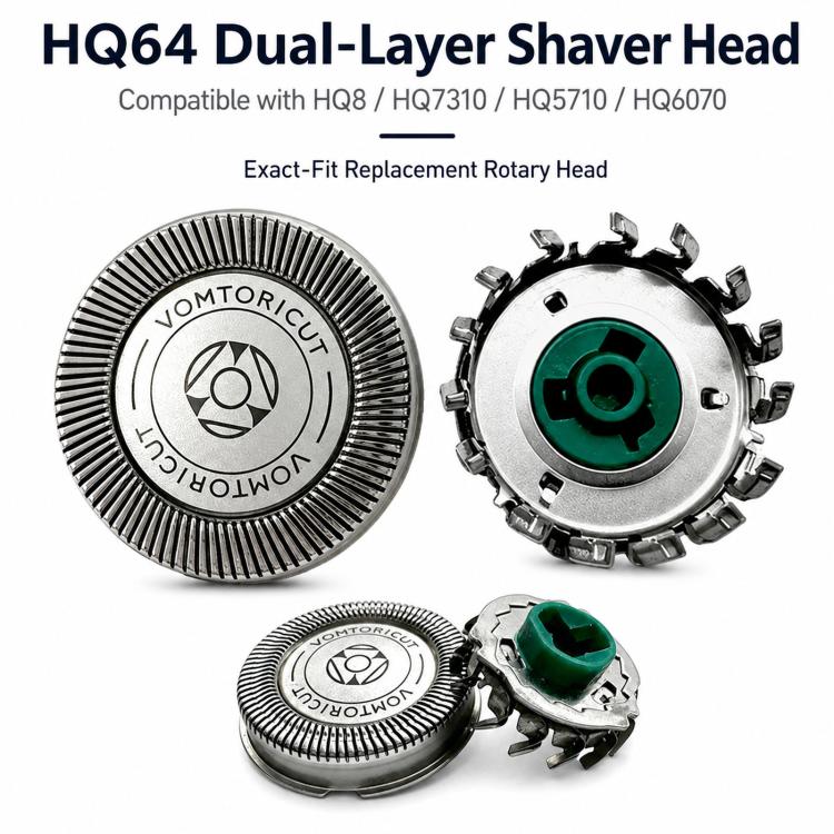 Replacement HQ64 Dual Track Shaver Head For Philips Norelco HQ8 / HQ7310 / HQ5710 / HQ6070, Dual-blade
