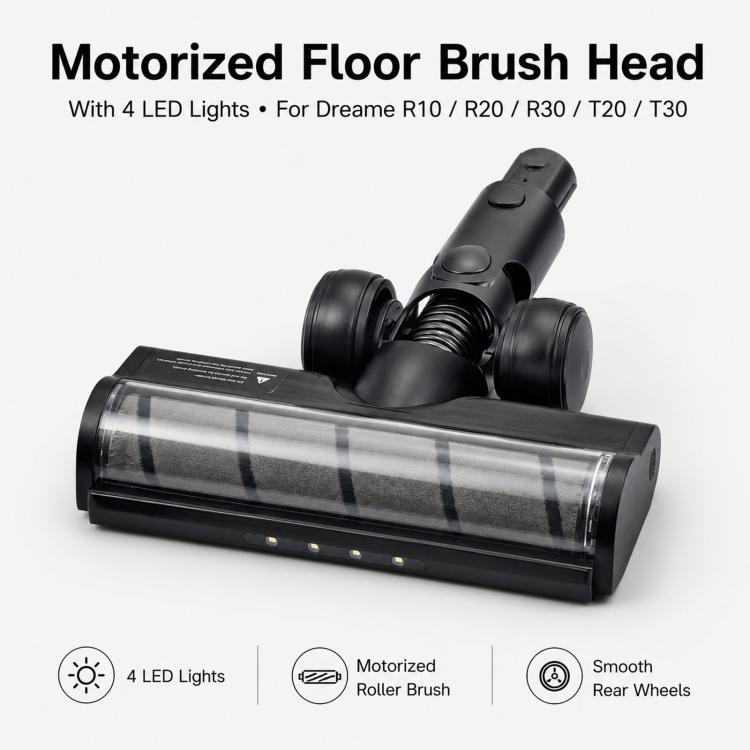 Replacement Motorized Floor Brush Head with LED Lights for Dreame R10 / R20 / R30 / T20 / T30 Vacuums (Z6 Soft Roller Brush)