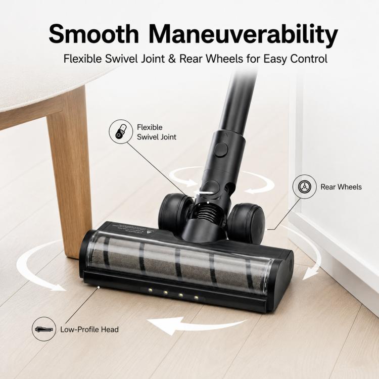 Replacement Motorized Floor Brush Head with LED Lights for Dreame R10 / R20 / R30 / T20 / T30 Vacuums (Z6 Soft Roller Brush)