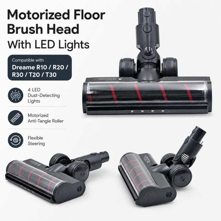 Replacement Motorized Floor Brush Head With LED Lights For Dreame R10 / R20 / R30 / T20 / T30 Vacuums Z5 Soft Roller Brush, Z5 Soft Roller Brush