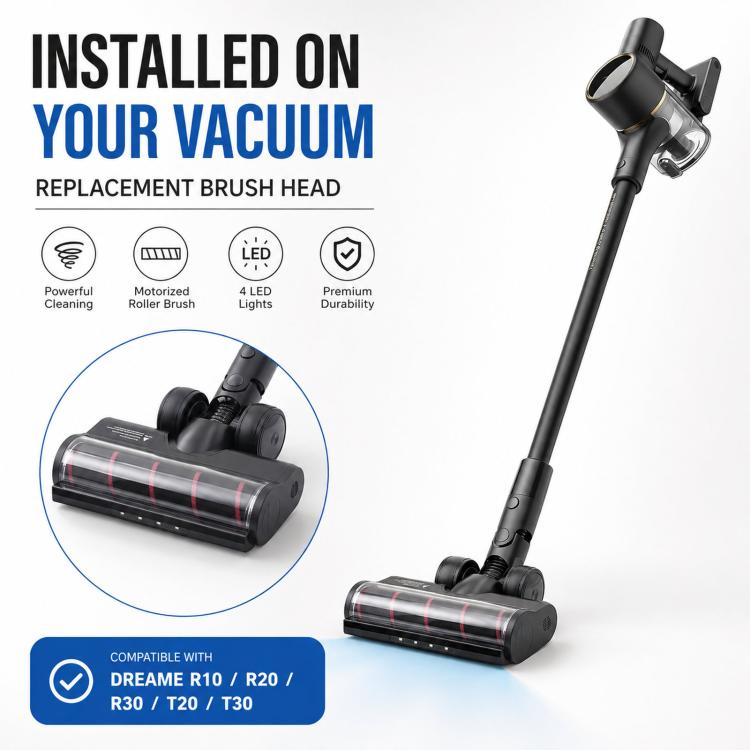 Replacement Motorized Floor Brush Head With LED Lights For Dreame R10 / R20 / R30 / T20 / T30 Vacuums Z5 Soft Roller Brush, Z5 Soft Roller Brush
