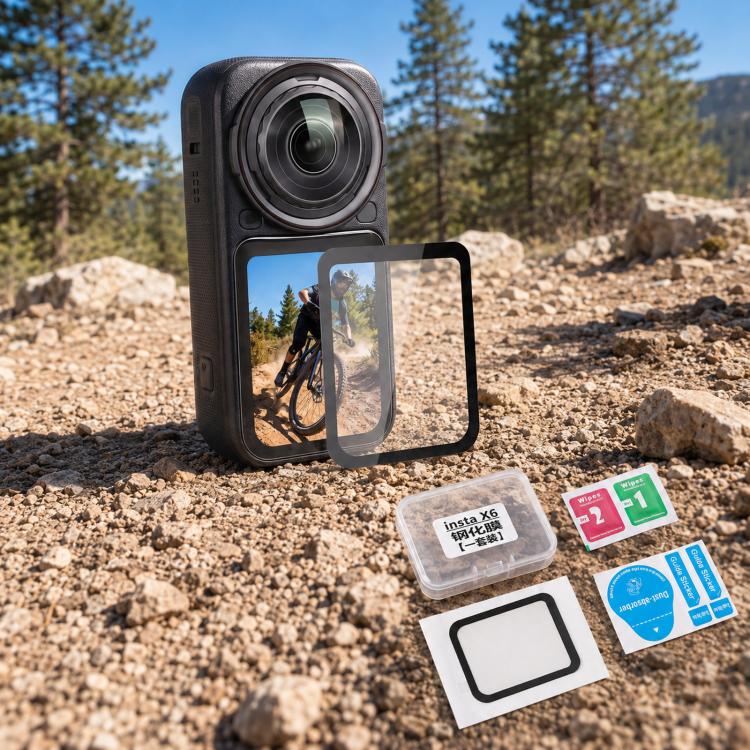 Compatible For Insta360 X6 Tempered Glass Screen Protector Ultra-Clear Full Coverage Film, 1 Set, 2 Sets