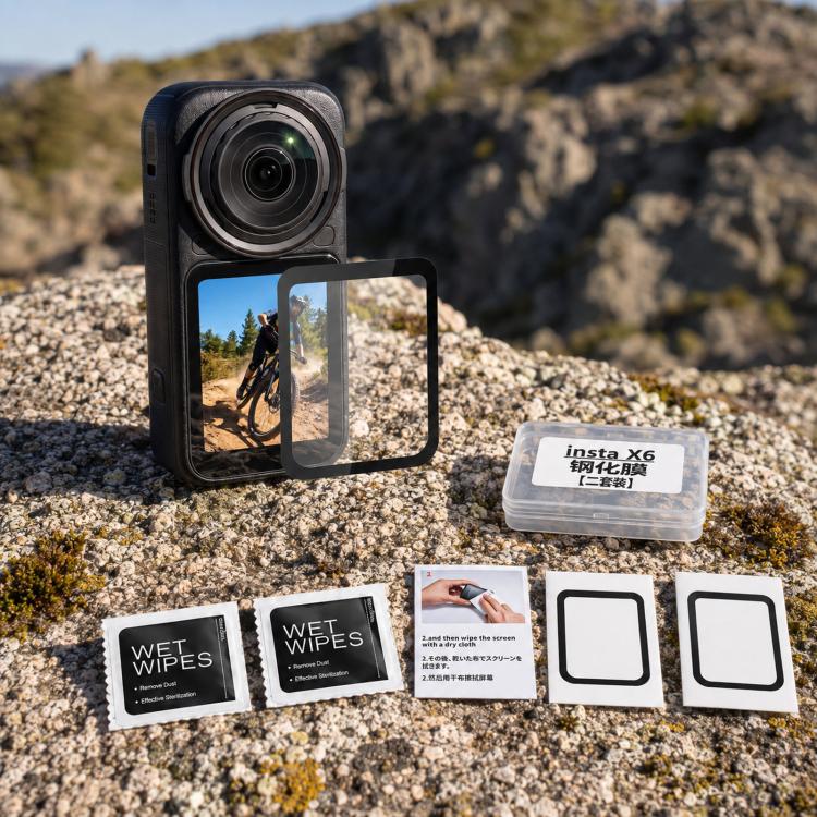Compatible For Insta360 X6 Tempered Glass Screen Protector Ultra-Clear Full Coverage Film, 1 Set, 2 Sets