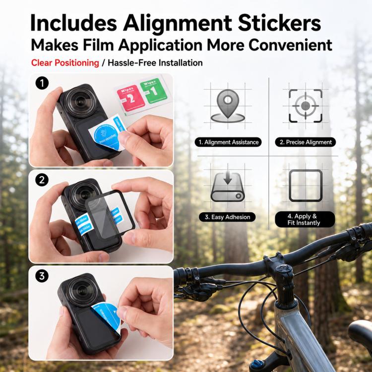 Compatible For Insta360 X6 Tempered Glass Screen Protector Ultra-Clear Full Coverage Film, 1 Set, 2 Sets