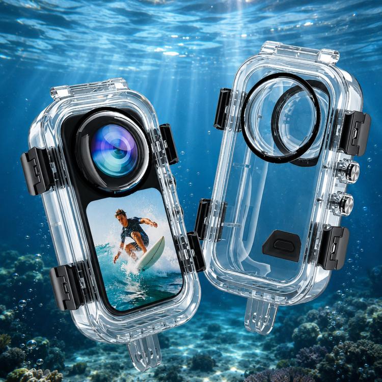 Compatible For Insta360 X6 Invisible Waterproof Housing 60m/197f Dive Case with Anti-Fog Inserts 2-prong Version, 2-prong Version