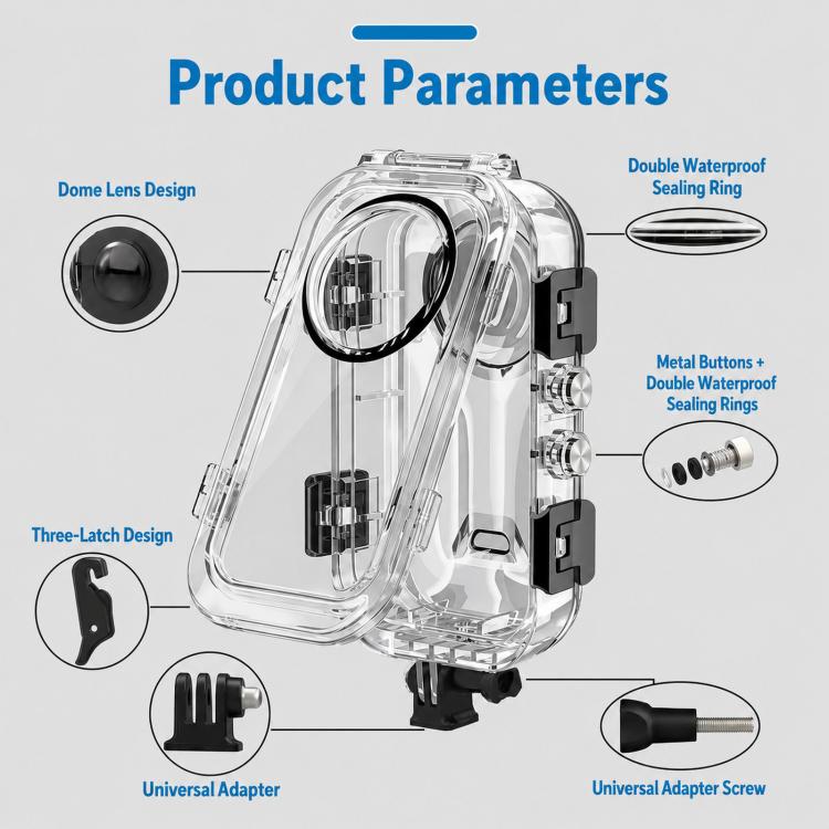 Compatible For Insta360 X6 Invisible Waterproof Housing 60m/197f Dive Case with Anti-Fog Inserts 2-prong Version, 2-prong Version