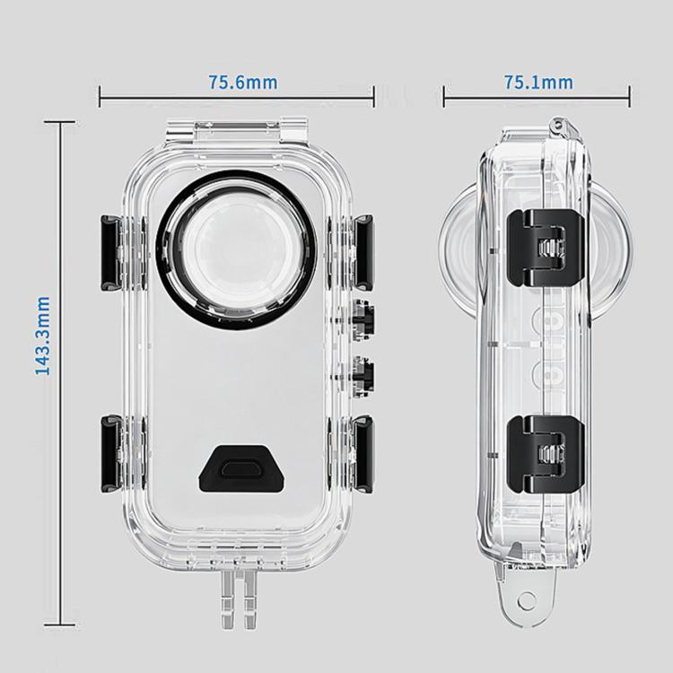 Compatible For Insta360 X6 Invisible Waterproof Housing 60m/197f Dive Case with Anti-Fog Inserts 2-prong Version, 2-prong Version