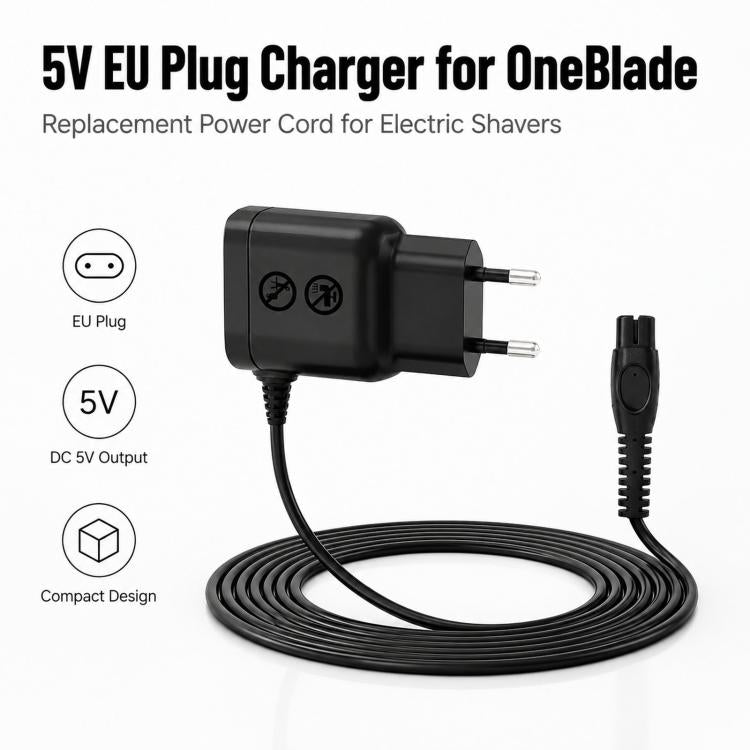 Replacement 5V EU-Plug Charger for Philips OneBlade QP2724 / QP2824 / QP2734 / QP2834