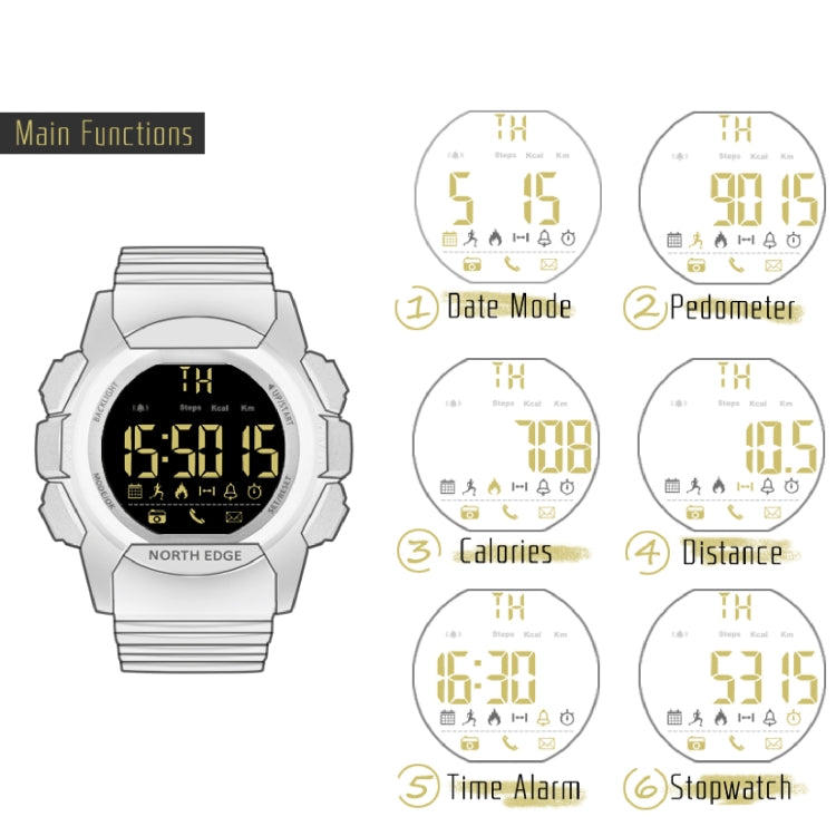 Bluetooth Smart Watch – 100M Waterproof, LED Backlit, Pedometer, NORTH EDGE AK