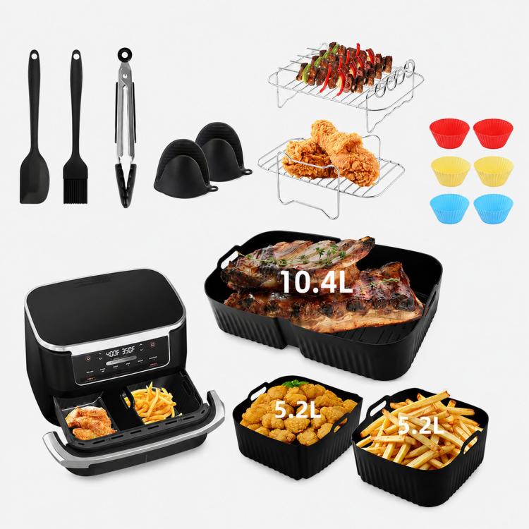 For Ninja AF500 AF500EU FlexBasket 10.4L MegaZone, 3 Pcs Silicone Liners Set, 10 Pcs Accessories Kit, 11 Pcs Accessories Kit, 13 Pcs Accessories Kit, 15 Pcs Deluxe Accessories Kit - PartsWorld Appliance LLC