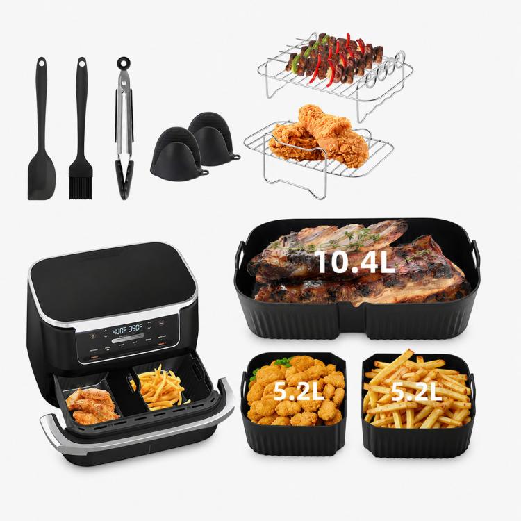 For Ninja AF500 AF500EU FlexBasket 10.4L MegaZone, 3 Pcs Silicone Liners Set, 10 Pcs Accessories Kit, 11 Pcs Accessories Kit, 13 Pcs Accessories Kit, 15 Pcs Deluxe Accessories Kit - PartsWorld Appliance LLC