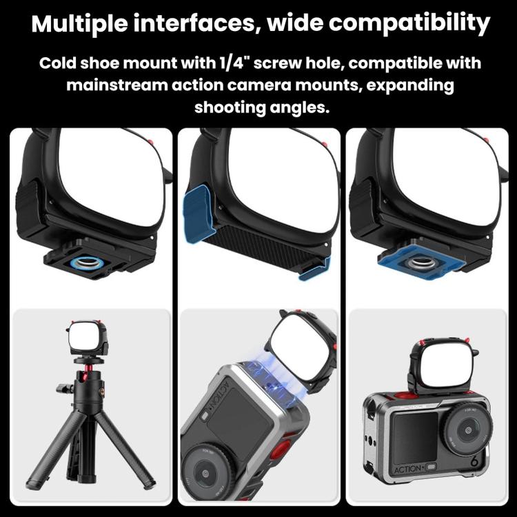 Handheld Selfie Monster Fill Light Accessory, For DJI Osmo Action 3 / 4 / 5 Pro, 6 / Nano - PartsWorld Appliance LLC
