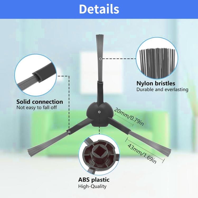 Side Brush Set for Dreame L40s Ultra L40 Ultra X30 Ultra L30 Ultra D30 Ultra D20 Plus L10s Ultra (6-Pack) - PartsWorld Appliance LLC