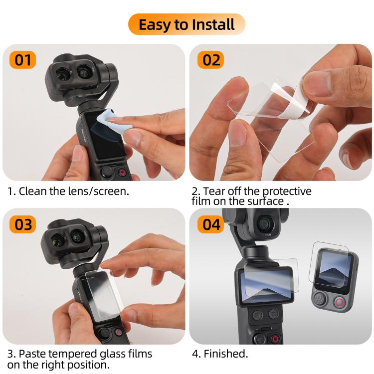 Tempered Glass Film For DJI Osmo Pocket 4P / 4 / 3, Screen & Remote Film 2 Sets, Screen Film 2pcs, Screen Film - PartsWorld Appliance LLC